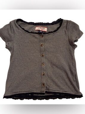 🎆🎇3for$9 Limited Too navy and white striped Girls short sleeve shirt